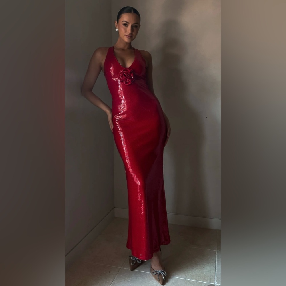 Meshki Beautiful Red Sequin Gown XS